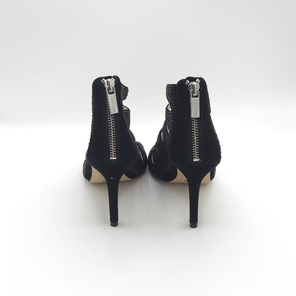 MICHAEL KORS Women's Caged Sparkle Heels Black Tan Zip Up Stiletto Size 6 - Picture 6 of 12